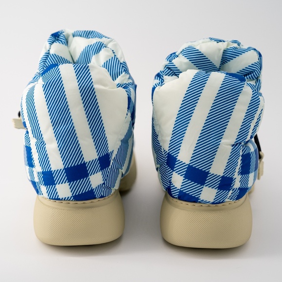 size 42eu 9us Burberry Pillow Boots Hunter Blue White Check Padded Drawstring - Picture 3 of 14